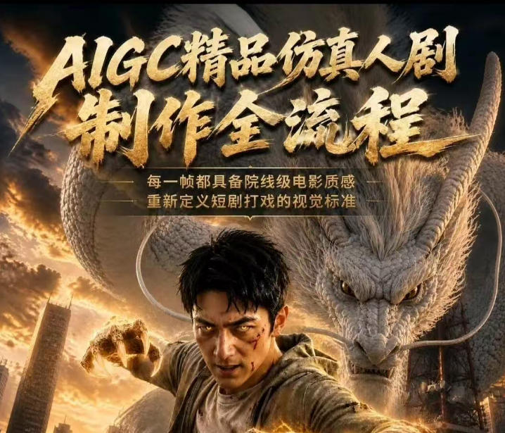 AIGC精品仿真人剧豢龙人全流程制作解析2026,国风仿真人创作+打斗剧情+人设编排,一站式AI短剧入门-锦程资源站