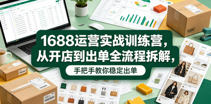 1688运营实战训练营,从开店到出单全流程拆解,手把手教你稳定出单-锦程资源站