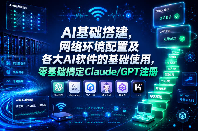 AI基础搭建,网络环境配置及各大AI软件的基础使用,零基础搞定Claude/GPT注册-锦程资源站