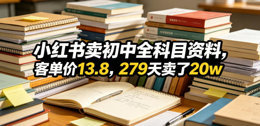 小红书卖初中全科目资料，客单价13.8，279天卖了20w-锦程资源站