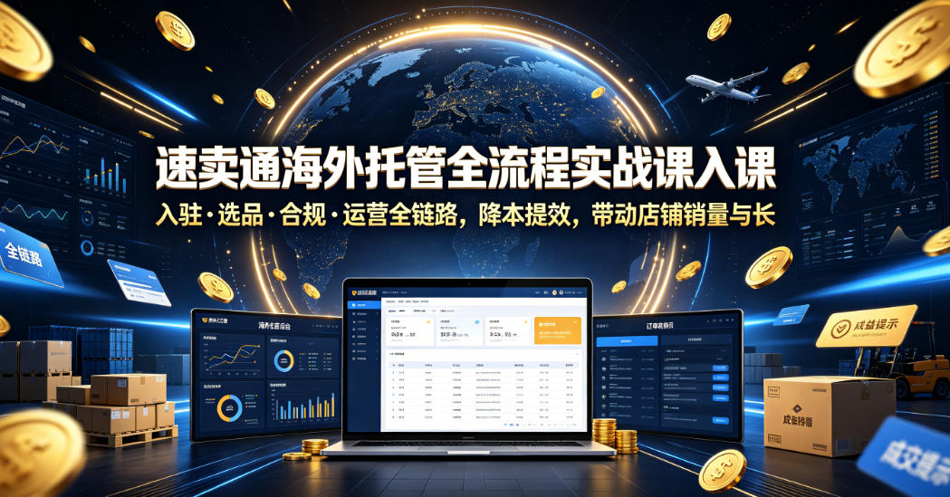 速卖通海外托管全流程实战课入驻・选品・合规・运营全链路，降本提效，带动店铺销量与收益增长-锦程资源站
