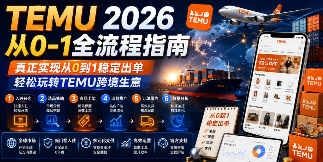 TEMU 2026从0-1全流程指南，真正实现从0到1稳定出单，轻松玩转TEMU跨境生意-锦程资源站