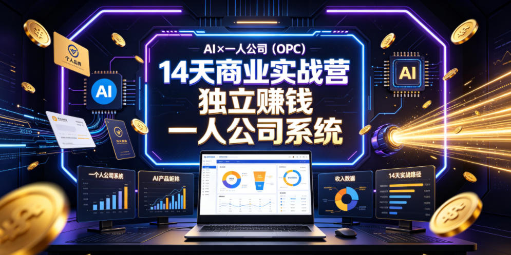 AI×一人公司（OPC）14天商业实战营，用AI帮你搭建一个属于你自己的、能独立賺钱的一人公司系统-锦程资源站