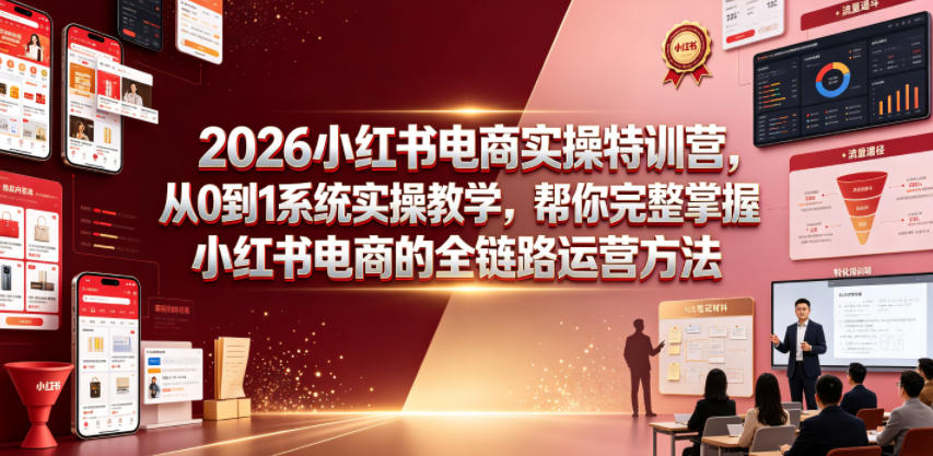 2026小红书电商实操特训营，从0到1系统实操教学，帮你完整掌握小红书电商的全链路运营方法-锦程资源站