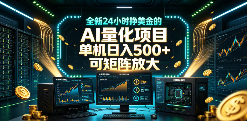 全新24小时挣美金的AI量化项目，单机日入500+，每天见收益，可矩阵放大【揭秘】-锦程资源站