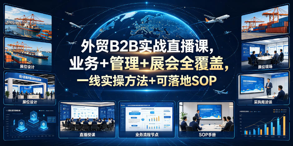 外贸B2B实战直播课，业务+管理+展会全覆盖，一线实操方法+可落地SOP-锦程资源站