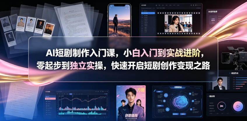 AI短剧制作入门课，小白入门到实战进阶，零起步到独立实操，快速开启短剧创作变现之路-锦程资源站