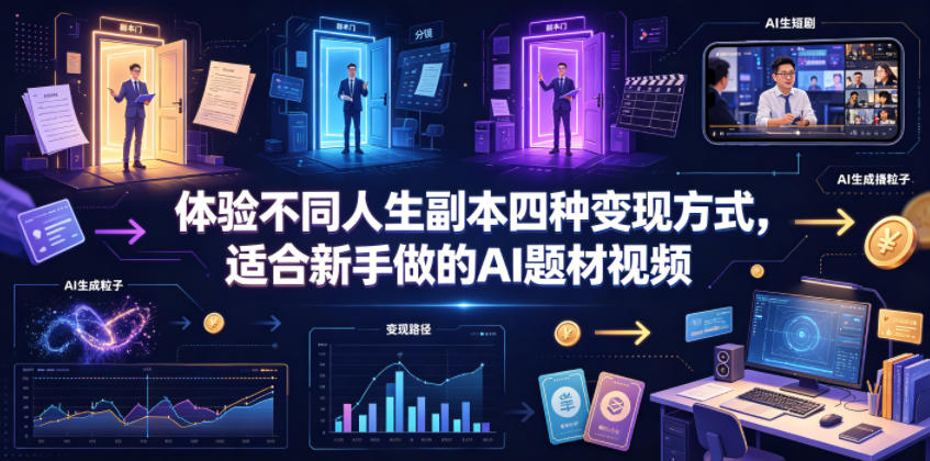 体验不同人生副本四种变现方式，适合新手做的AI题材视频-锦程资源站