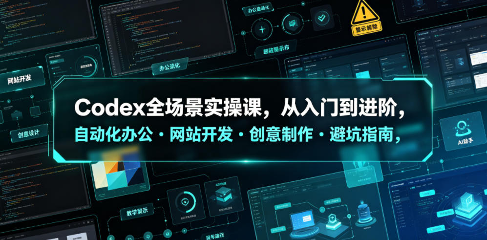 Codex全场景实操课，从入门到进阶，自动化办公・网站开发・创意制作・避坑指南，全流程教学-锦程资源站