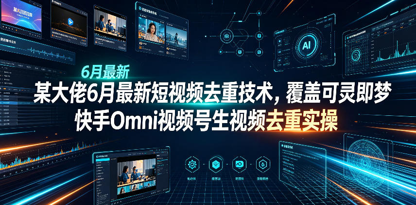 某大佬6月最新短视频去重技术，覆盖可灵即梦快手Omni视频号生视频去重实操-锦程资源站