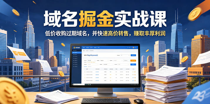 域名交易掘金实战课，低价收购过期域名，并快速高价转售，賺取丰厚利润【原创双语字幕】-锦程资源站