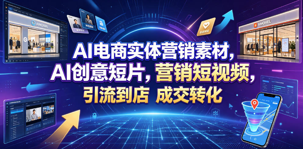 AI电商实体营销素材，AI创意短片，高效打造营销短视频，轻松引流到店，稳定提升门店客流与成交转化-锦程资源站
