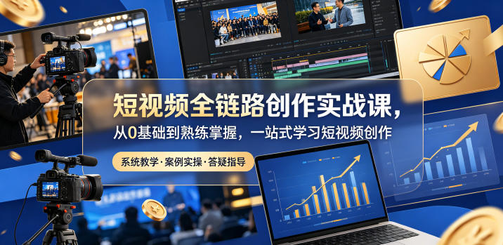 短视频全链路创作实战课，从0基础到熟练掌握，一站式学习短视频创作-锦程资源站