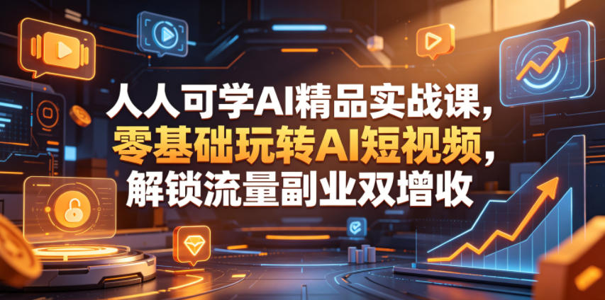 人人可学AI精品实战课，零基础玩转AI短视频，解锁流量副业双增收-锦程资源站