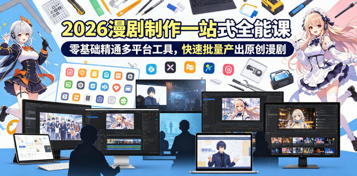2026 AI漫剧制作一站式全能课，零基础精通多平台工具，快速批量产出原创漫剧-锦程资源站
