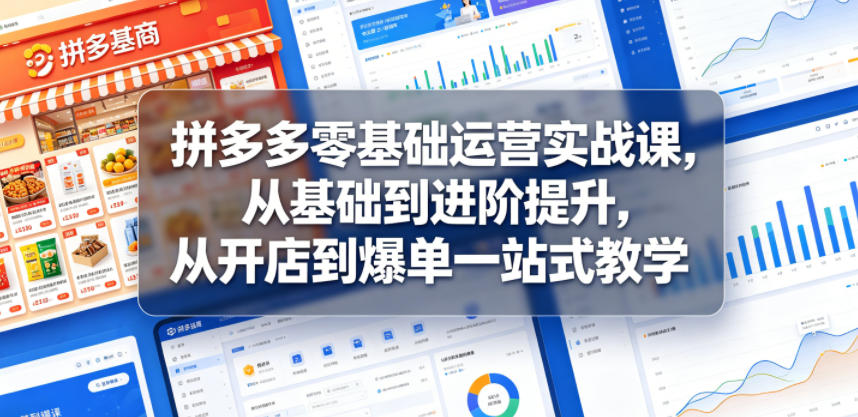 拼多多零基础运营实战课，从基础到进阶提升，从开店到爆单一站式教学-锦程资源站