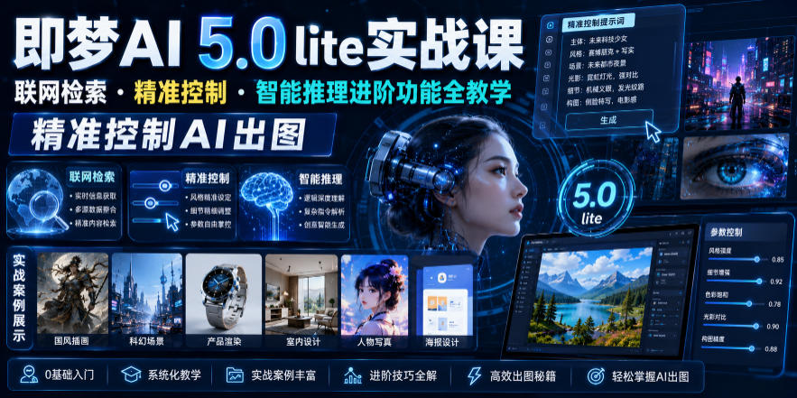 即梦AI 5.0 lite实战课，联网检索・精准控制・智能推理进阶功能全教学，精准控制AI出图-锦程资源站