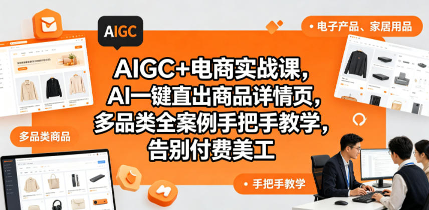 AIGC+电商实战课，AI一键直出商品详情页，多品类全案例手把手教学，告别付费美工（更新0704）-锦程资源站