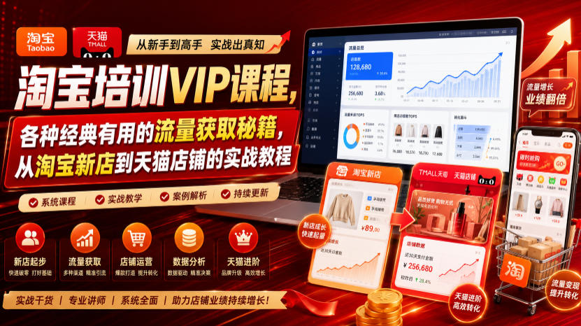 淘宝培训VIP课程,各种经典有用的流量获取秘籍,从淘宝新店到天猫店铺的实战教程(更新7月)-锦程资源站