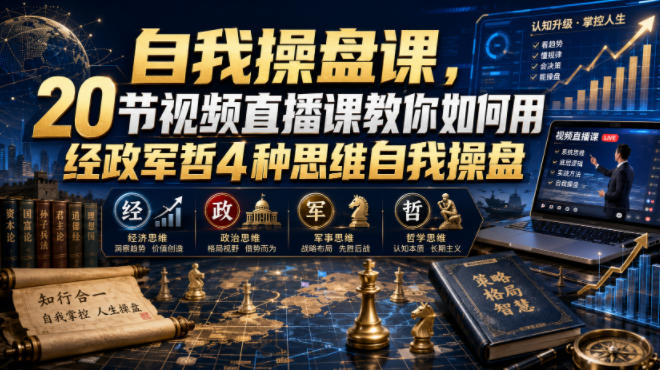 自我操盘课,20节视频直播课教你如何用经政军哲4种思维自我操盘-锦程资源站