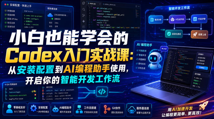 小白也能学会的Codex入门实战课:从安装配置到AI编程助手使用,开启你的智能开发工作流-锦程资源站