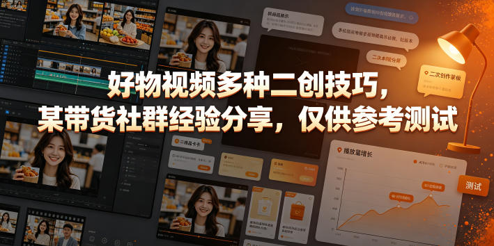 好物视频多种二创技巧，某带货社群经验分享，仅供参考测试-锦程资源站