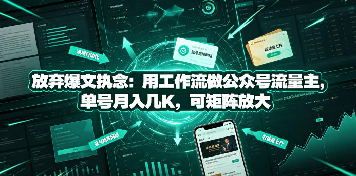 放弃爆文执念：用工作流做公众号流量主，单号月入几K，可矩阵放大-锦程资源站