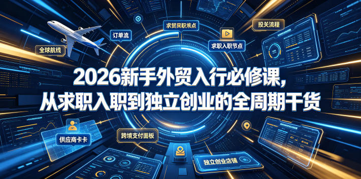 2026新手外贸入行必修课，从求职入职到独立创业的全周期干货-锦程资源站