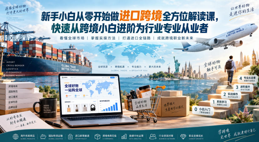 新手小白从零开始做进口跨境全方位解读课,快速从跨境小白进阶为行业专业从业者-锦程资源站