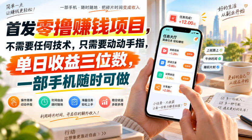 首发零撸賺钱项目,不需要任何技术,只需要动动手指,单日收益三位数,一部手机随时可做【揭秘】-锦程资源站