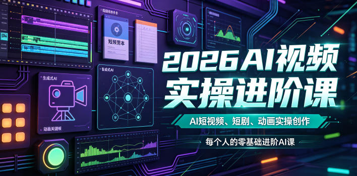 2026AI视频实操进阶课,AI短视频、短剧、动画实操创作,每个人的零基础进阶ai课(更新0825)-锦程资源站