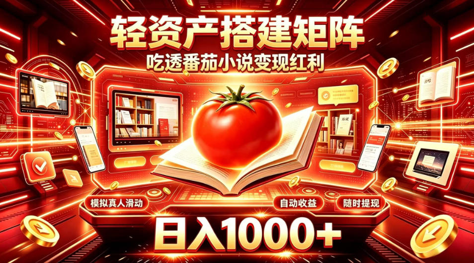 轻资产搭建矩阵,吃透番茄小说变现红利,日入1000+,支持无限矩阵放大【揭秘】-锦程资源站