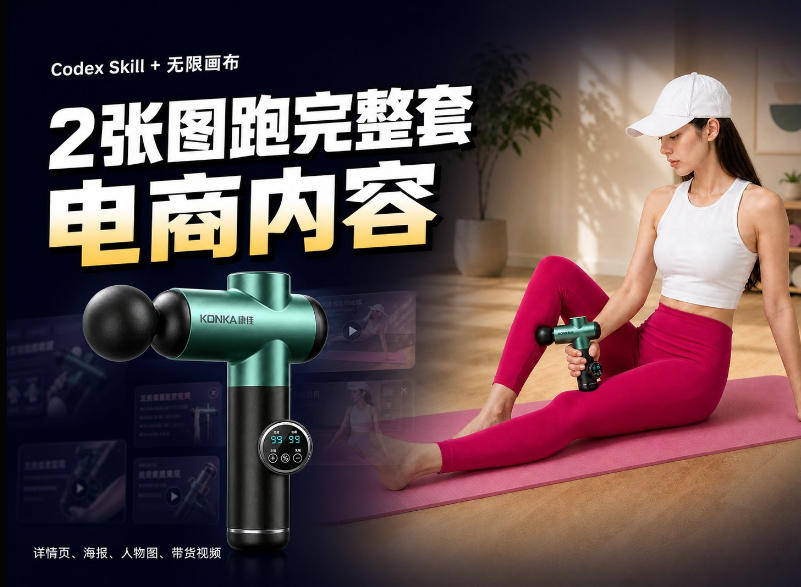 Codex+Skill+无限画布:两张图跑出一整套电商内容-锦程资源站