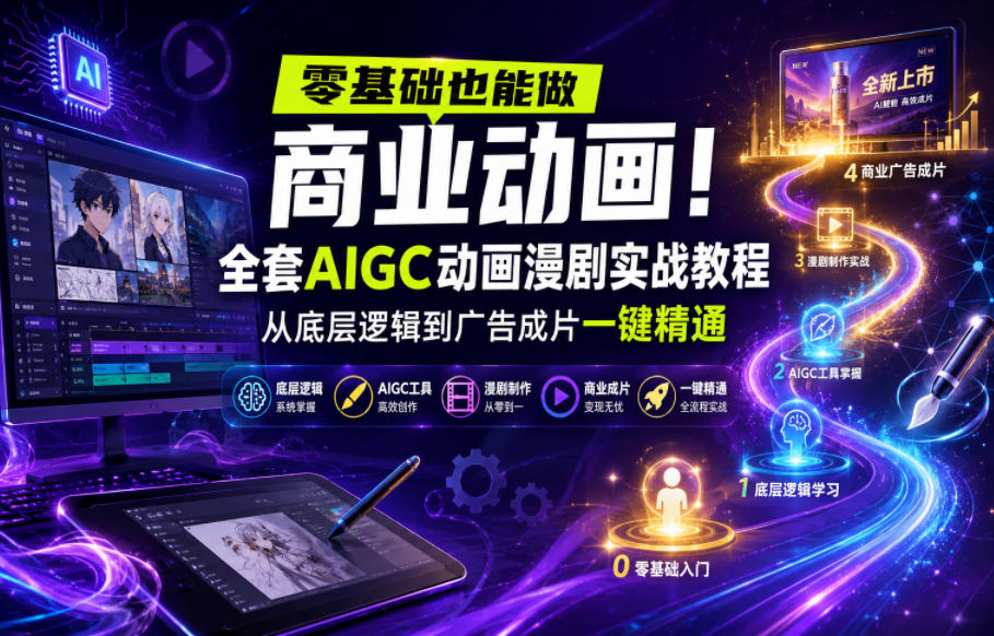 零基础也能做商业动画!全套AIGC动画漫剧实战教程,从底层逻辑到广告成片一键精通(更新0905)-锦程资源站