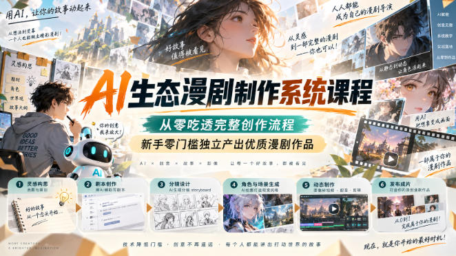AI生态漫剧制作系统课程，从零吃透完整创作流程，新手零门槛独立产出优质漫剧作品-锦程资源站