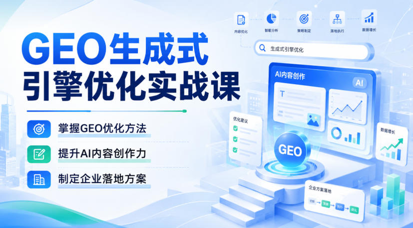 GEO生成式引擎优化实战课,掌握GEO优化方法,提升AI内容创作力,制定企业落地方案-锦程资源站