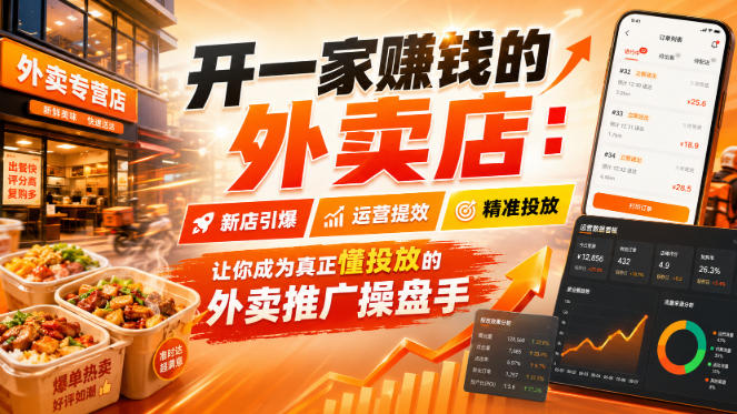 开一家賺钱的外卖店:新店引爆·运营提效·精准投放,让你成为真正懂投放的外卖推广操盘手-锦程资源站