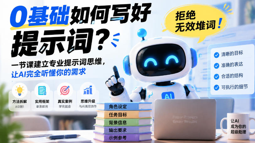 0基础如何写好提示词，拒绝无效堆词！一节课建立专业提示词思维，让AI完全听懂你的需求-锦程资源站