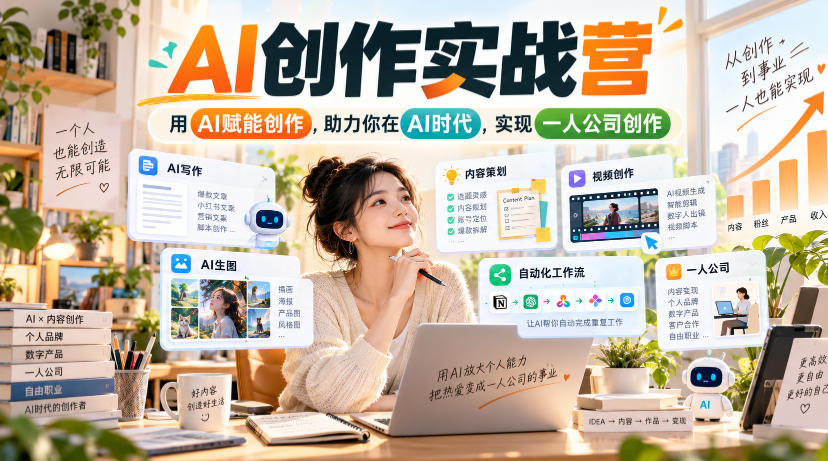 AI创作实战营，用AI赋能创作，助力你在AI时代，实现一人公司创作-锦程资源站