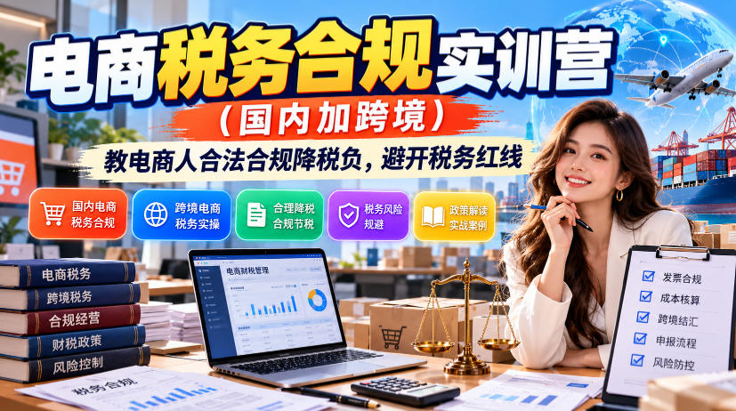 电商税务合规实训营(国内加跨境),教电商人合法合规降税负,避开税务红线-锦程资源站