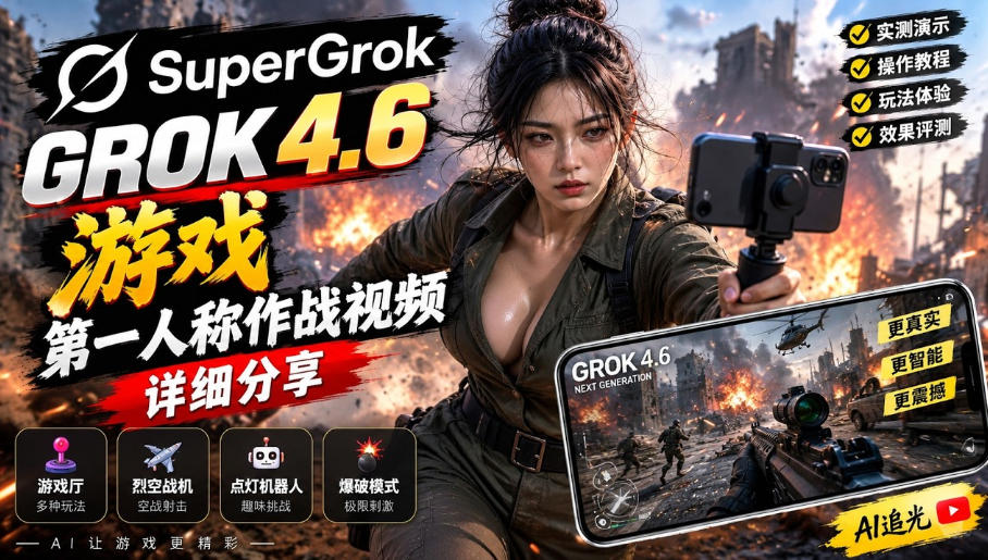 Grok 4.6也能做游戏？第一人称作战视频实测｜玩法详细讲解-锦程资源站
