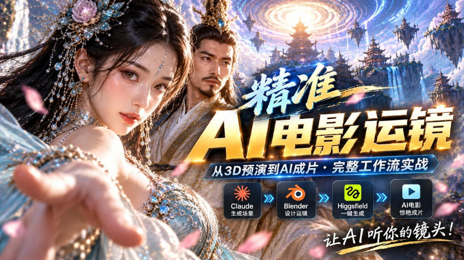AI视频终于能精准运镜了！Claude+Blender+Higgsfield免费插件实测-锦程资源站