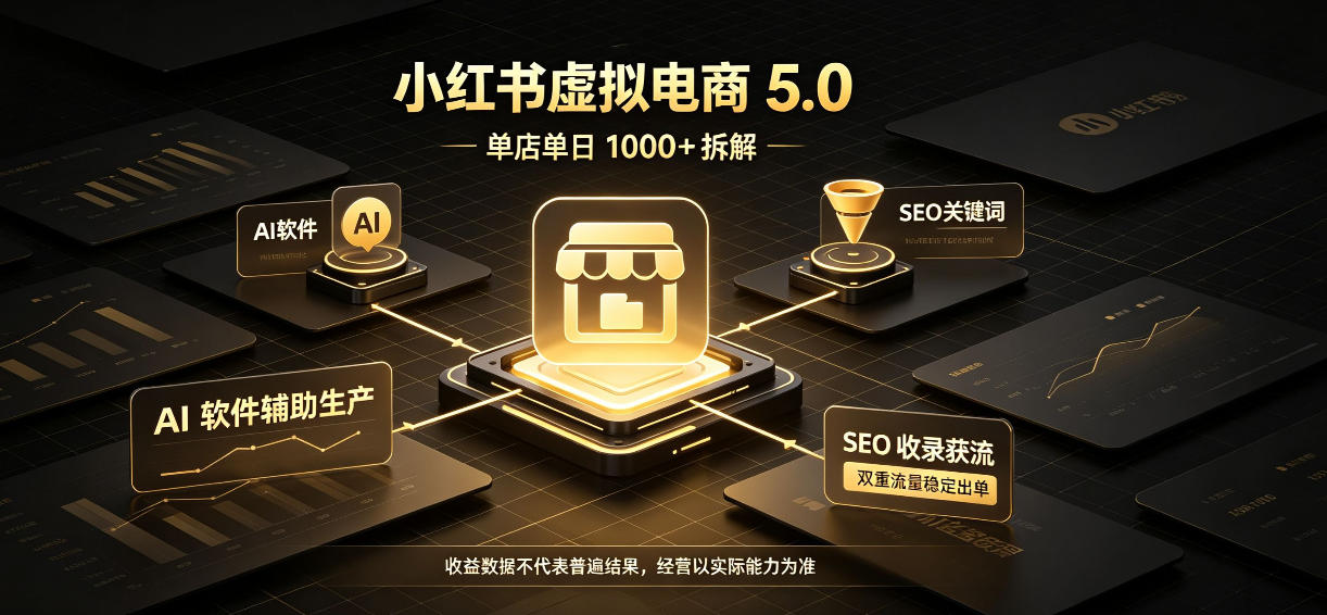 小红书虚拟电商5.0,单店单日1000+,AI软件+SEO收录,双重流量稳定出单【揭秘】