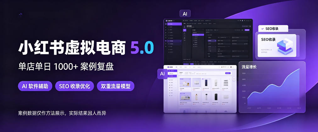 小红书虚拟电商5.0,单店单日1000+,AI软件+SEO收录,双重流量稳定出单【揭秘】-锦程资源站