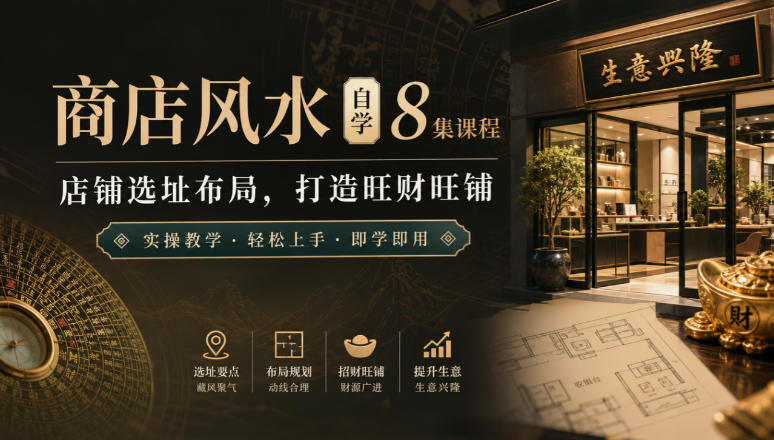 商店风水自学8集课程｜店铺选址布局，打造旺财旺铺实操教学-锦程资源站